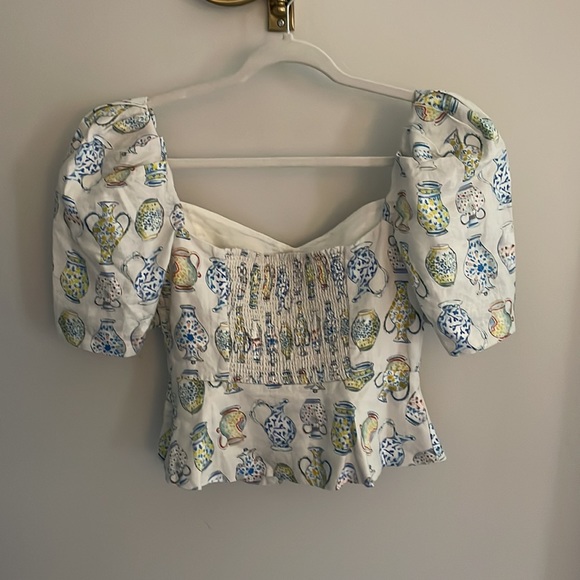 Aritzia Fatale Blouse Sand/Cobalt - Picture 10 of 14